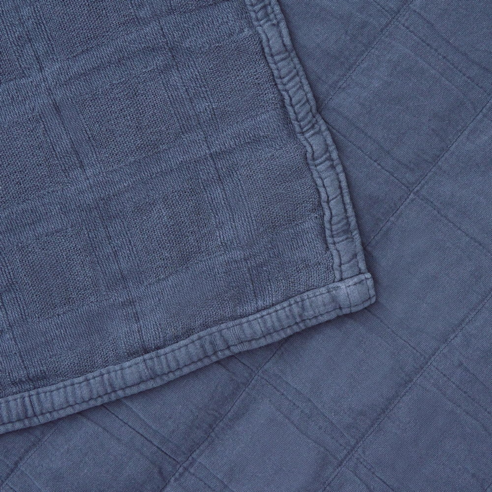 Colcha de algodón acolchada Cala color azul oscuro 100% Algodón