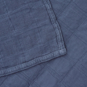 Colcha de algodón acolchada Cala color azul oscuro 100% Algodón