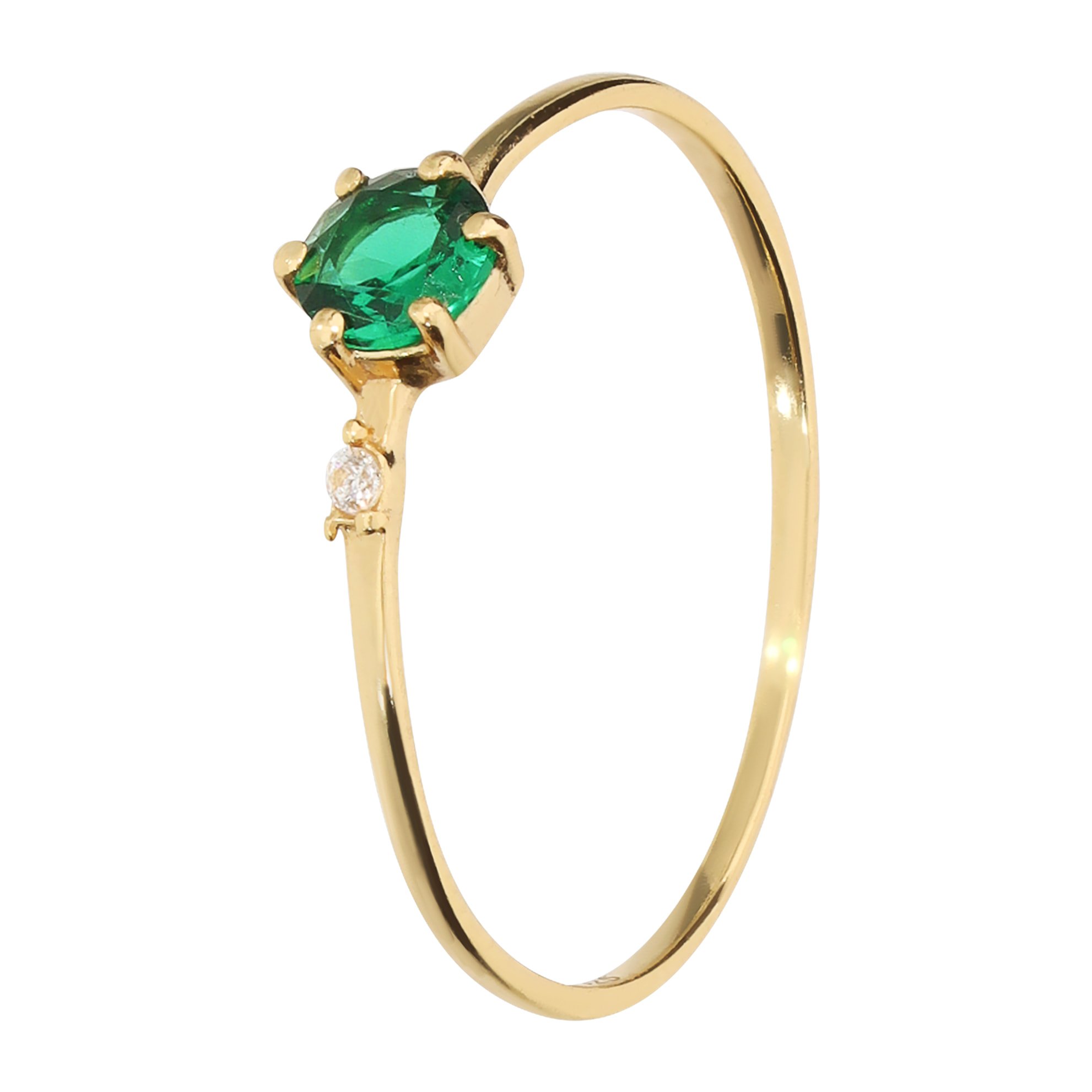 Anello Solitario in Argento 925 placcato Oro Giallo 18Kt con Cubic Zirconia