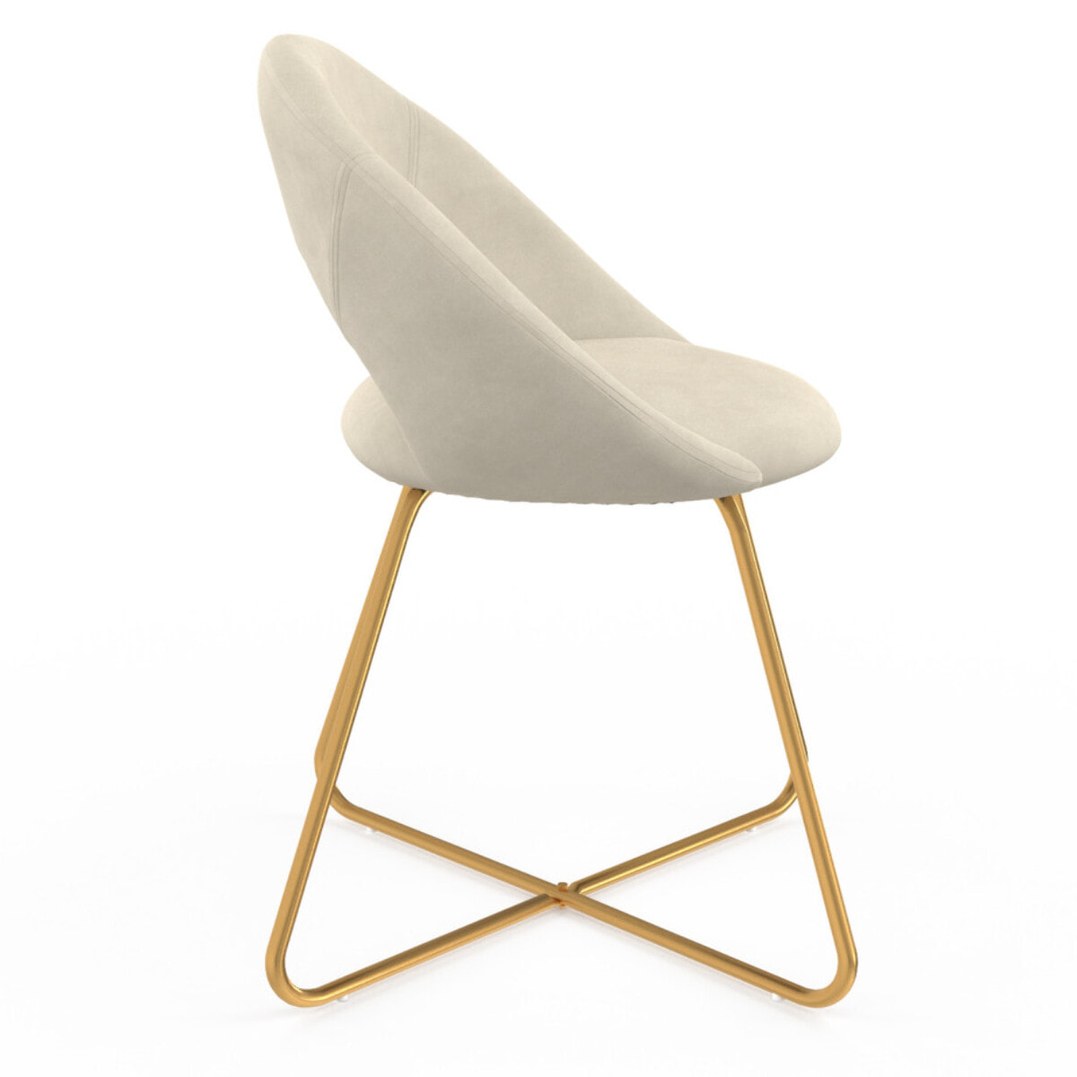 Chaises Malone en velours - Crème - pieds dorés