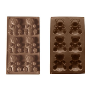 Lot de 6 mini moules en silicone forme Ours, Happy Cake