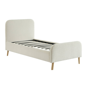 Lit avec sommier et tête de lit rembourrée 90 x 190 cm bouclette FINN