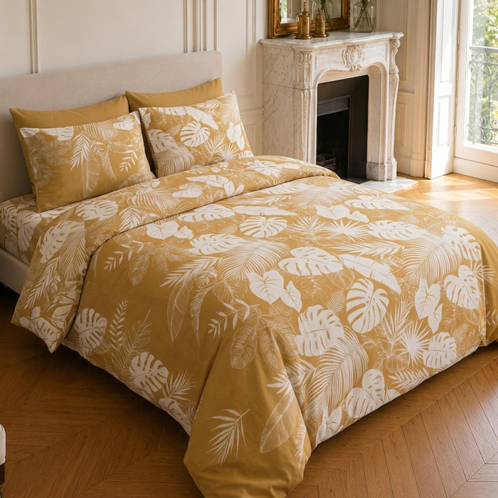 Parure housse de couette 100% coton motif tropical - LEAVES