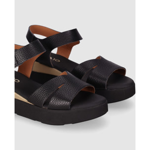 Sandalias de Piel - Negro - Tacón: 4 cm