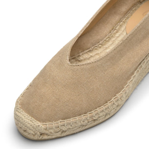 Alpargatas planas de mujer Gea en algodón acabado lavado, cierre mediante lazada