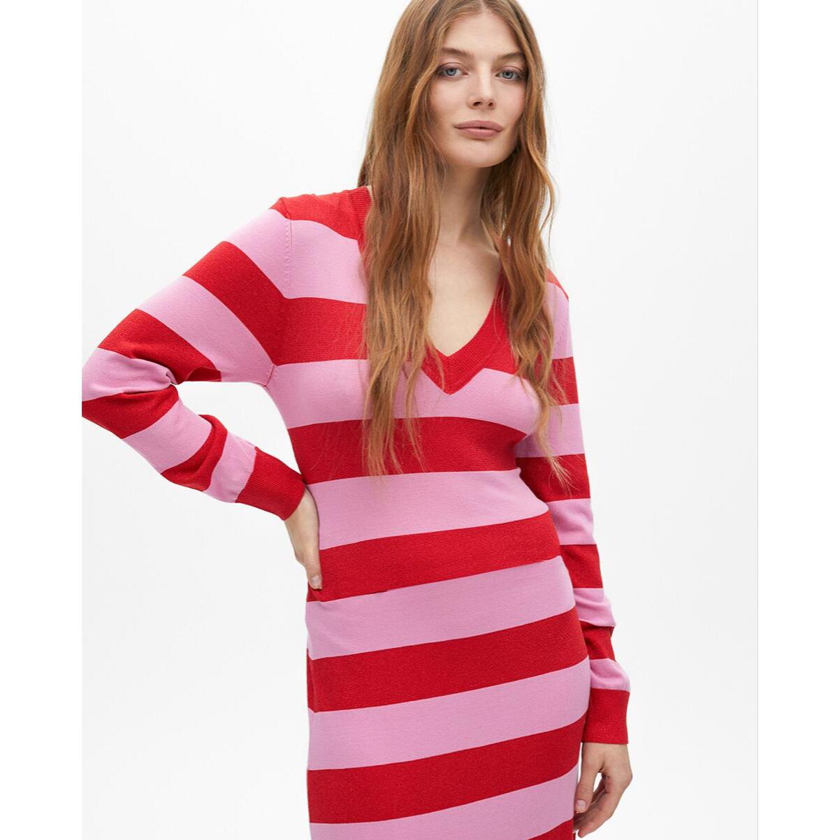 Abito Lungo a Righe in Maglia