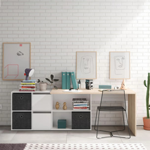 Mesa de escritorio Adapta XL Blanco Artik (Blanco Mate) - Roble Canadian