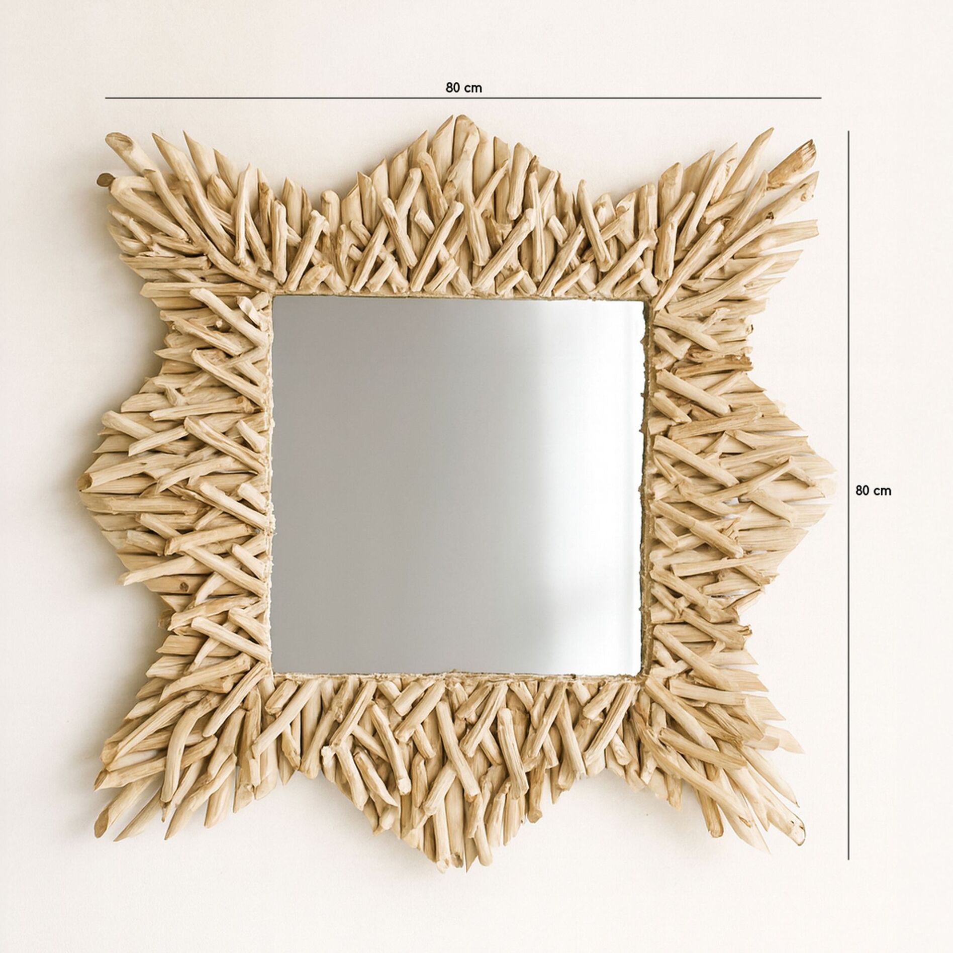 Miroir en branches de teck 80cm
