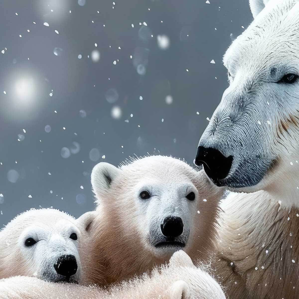 Affiche encadrée famille ours polaires Affiche + cadre en métal - Noir