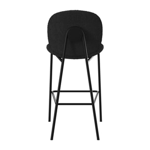 Lot de 2 chaises pour îlot central en tissu bouclé noir 63,5 cm - Iris