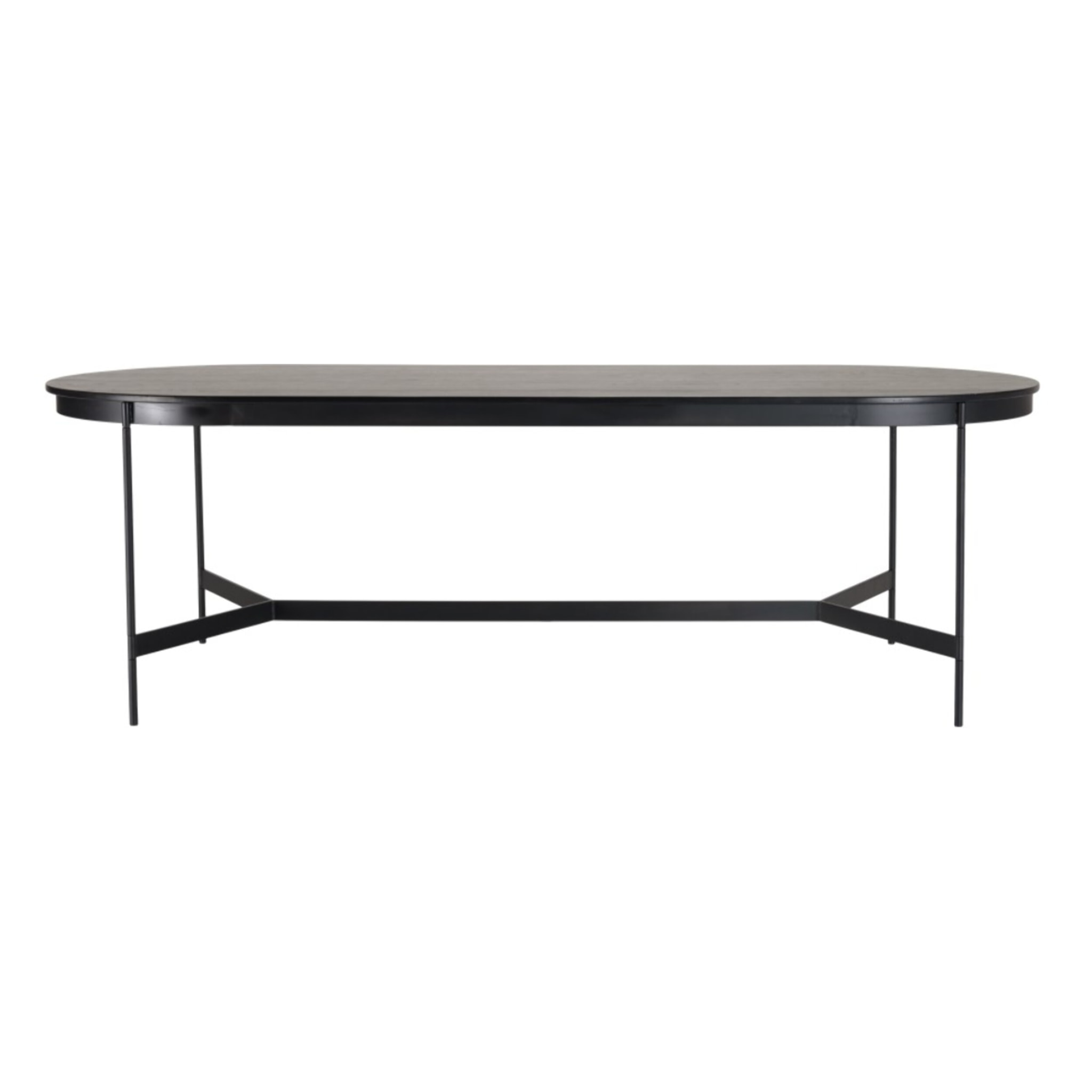 DALY - Table à manger ovale noire 240x104cm piètement métal