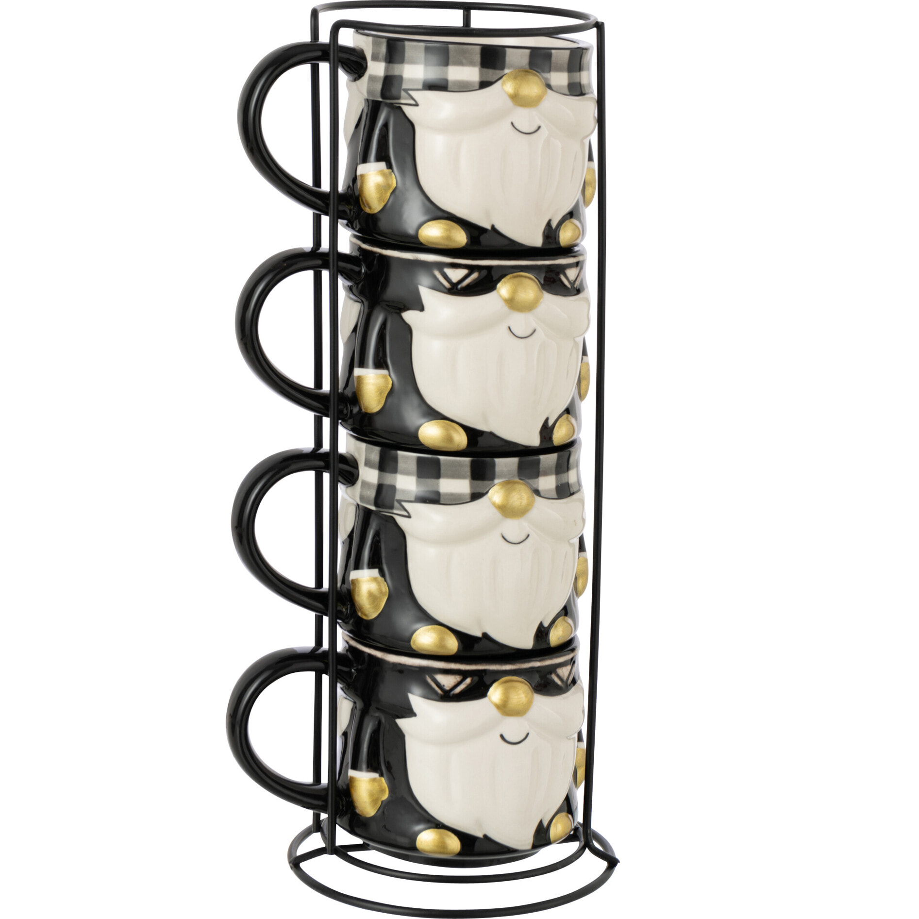 J-Line mug Père Noël Dolomie - céramique - noir/blanc - boîte de 4