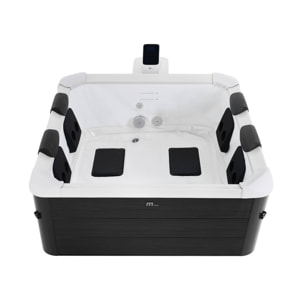 Spa rigide 6 places 180cm carré gris hydromassages, 4 coussins + bâche incluse OSLO PLUS AERO