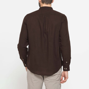 CAMICIA COREANA IN MISTO LINO E LYOCELL A TINTA UNITA