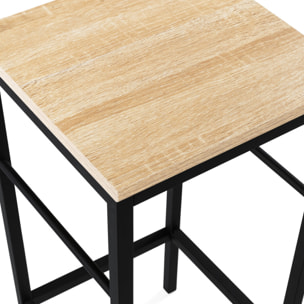 Tabourets de bar Memphis assise en bois et pieds métal