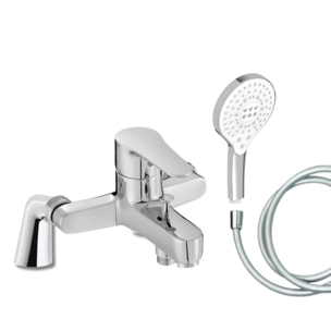 Mitigeur baignoire July + pommeau de douche Metro signature + flexible de douche lisse + colonnettes