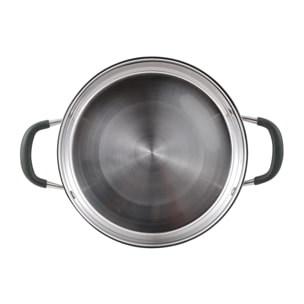 Olla Ø28x16,5cm de 9,5Len Acero inoxidable MIDNIGHT con tapa Bergner