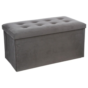 Pouf pliant double "Lysandre" effet velours gris ardoise