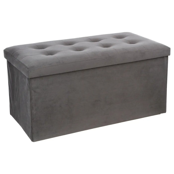 Pouf pliant double "Lysandre" effet velours gris ardoise