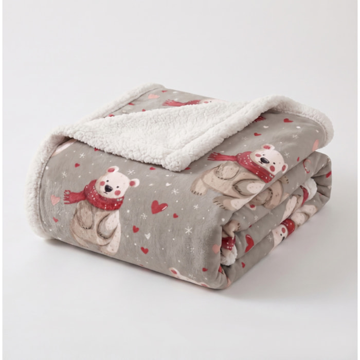Plaid fantasia orsetti in poliestere - Beige
