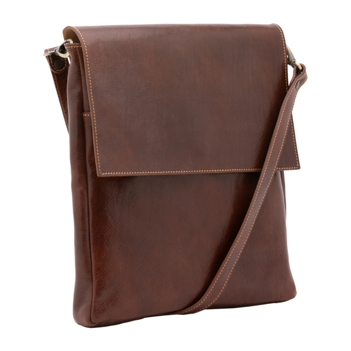 Borsa a tracolla  da uomo In Vera pelle Made in Italy 31x35x4 cm