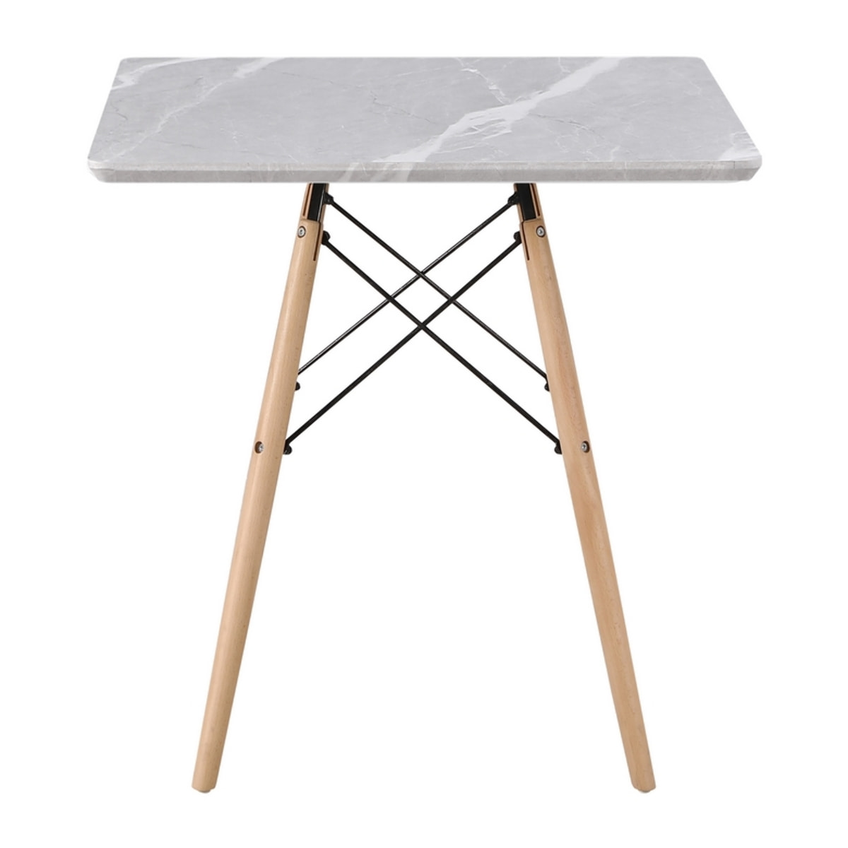 Tavolino quadrato con piano effetto marmo grigio chiaro 70x70 - Ester