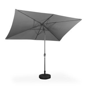 Parasol droit rectangulaire 2x3m - Touquet gris - mât central en aluminium orientable et manivelle d'ouverture