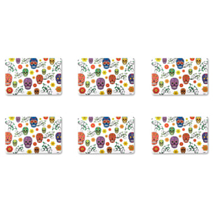 Set 6 tovagliette rettangolari Excelsa – Calavera, Polipropilene Multicolore
