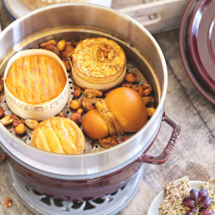 Cocotte avec panier vapeur 26 cm, Rond(e), Grenadine, Fonte