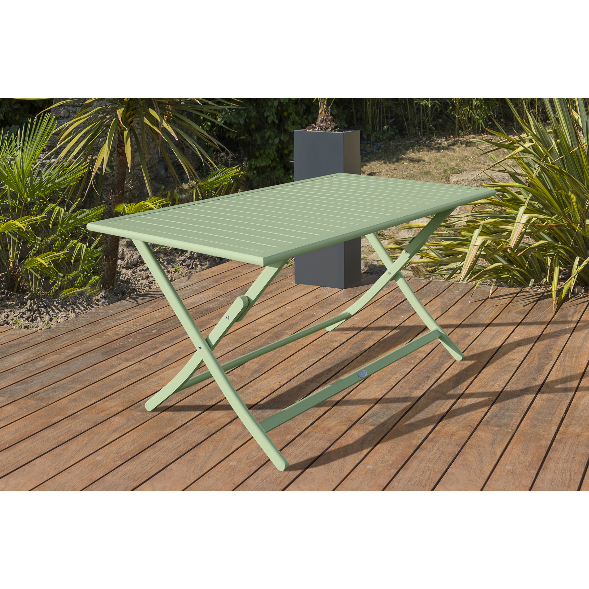 MARIUS - Table de jardin pliante en aluminium vert lagune