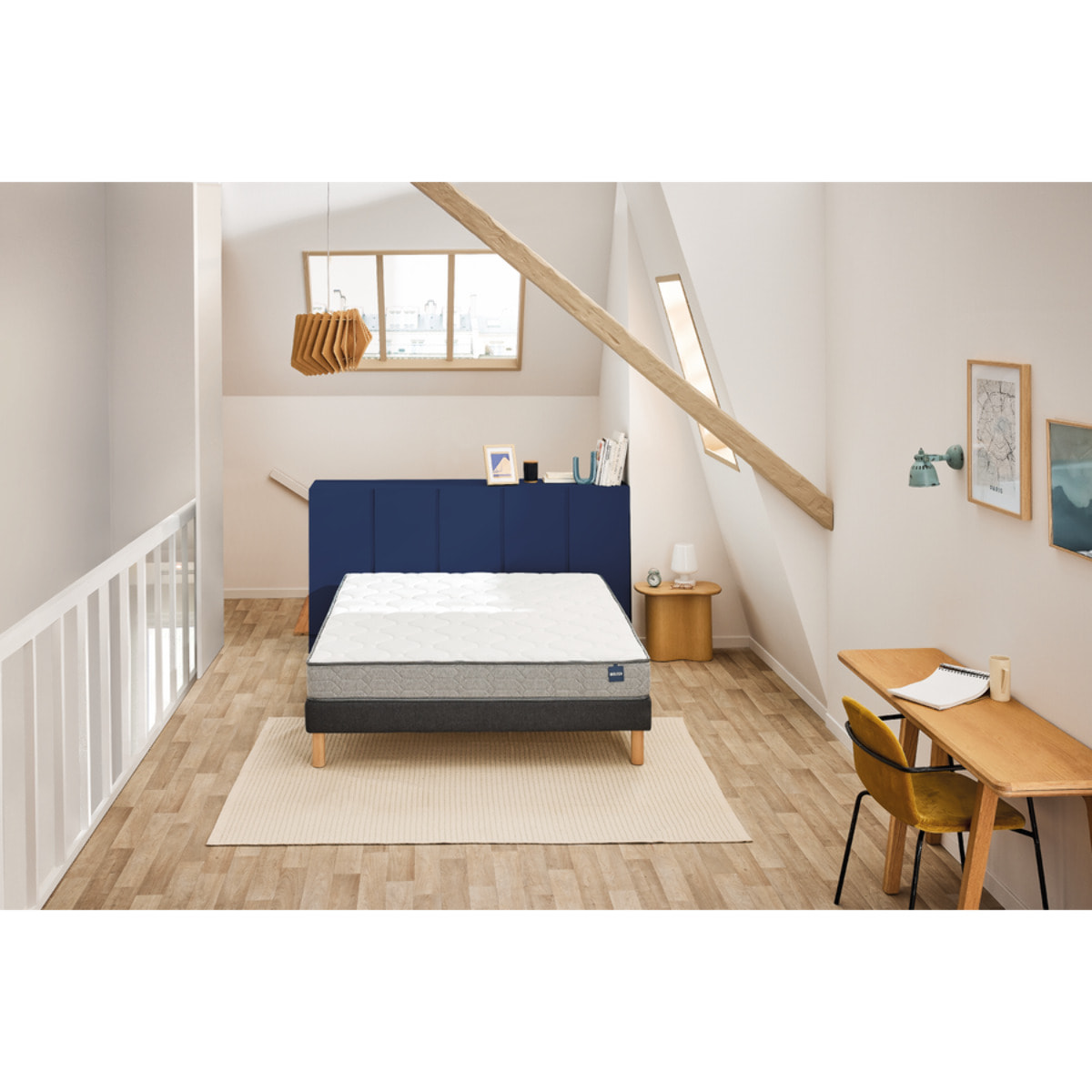 Ensemble EFFICIENT 1 place| Matelas H 19cm avec sommier ferme |confort ferme