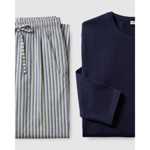 Pijama largo de algodón raya mare azul marino