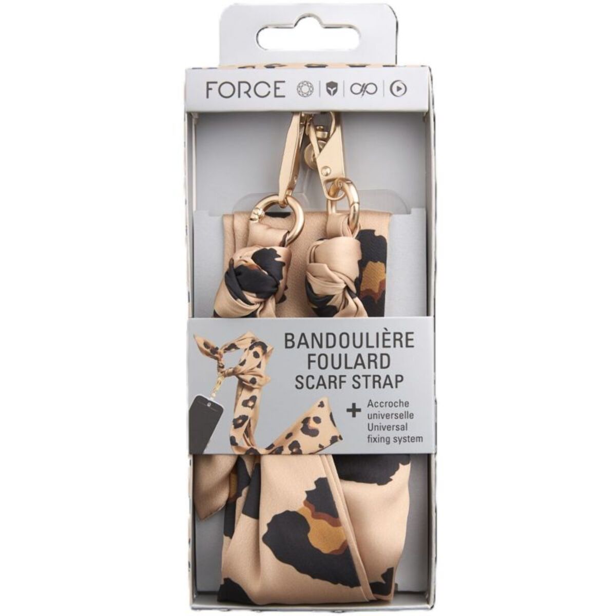Bandoulière FORCE CASE Bandoulière foulard Léopard beige