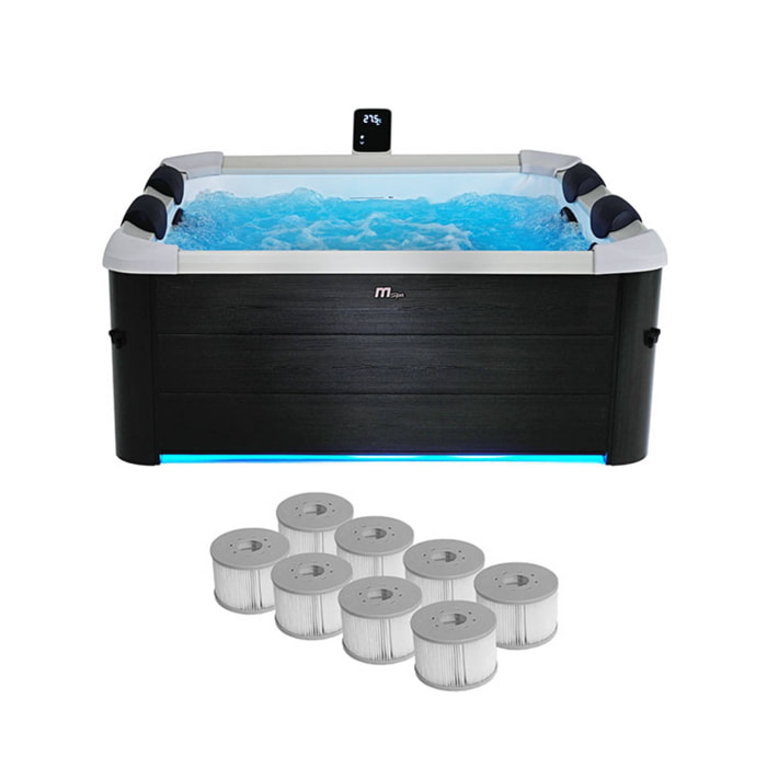 Spa rigide MSPA 6 places 4 coussins hydromassages. 8 filtres + bâche incluse 180 cm x 65 cm