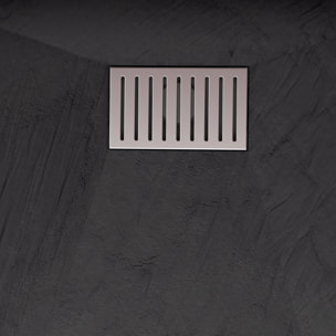 Receveur de douche Noir Effet Pierre 80x120 cm et Grille décor Linéaire en Inox