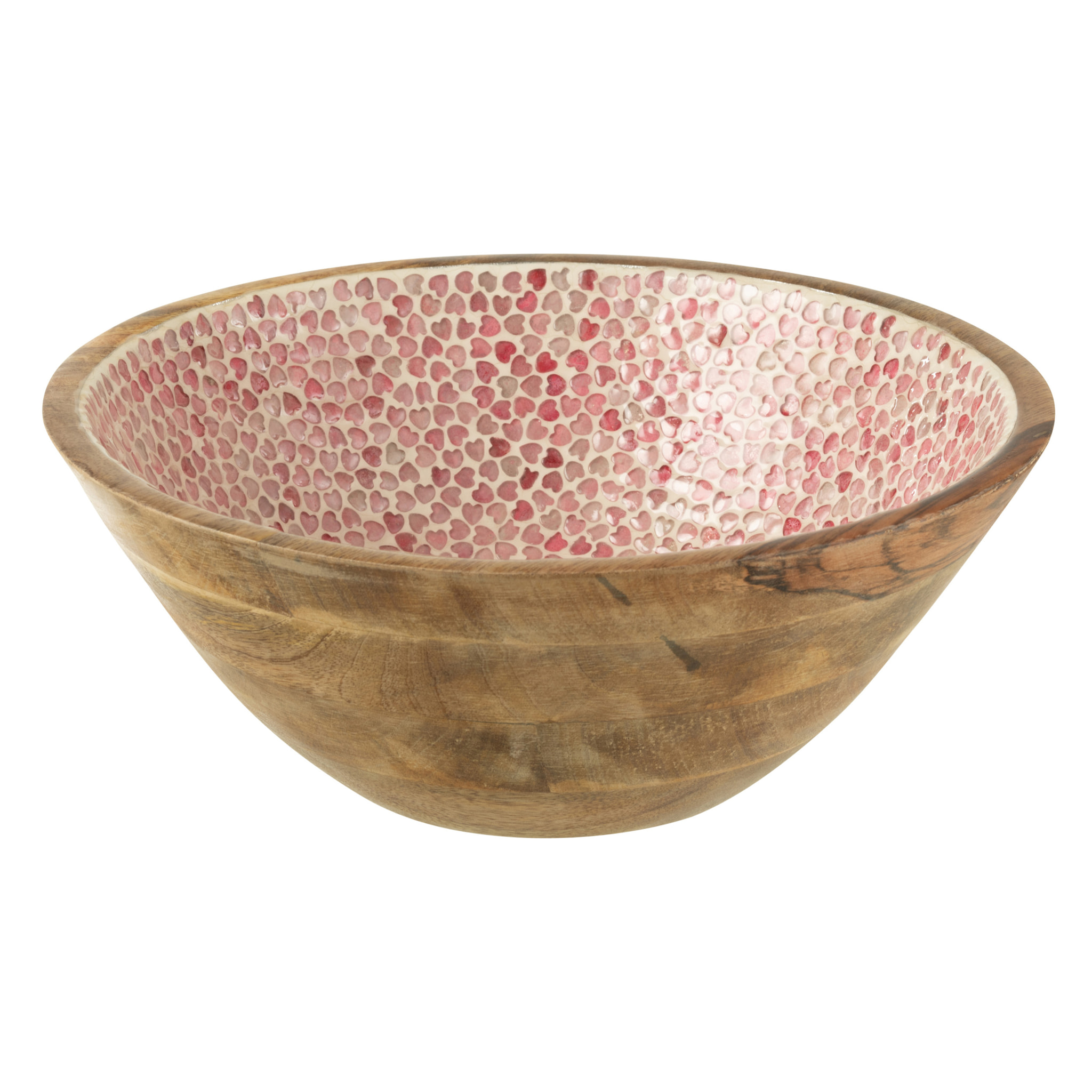 J-Line Bol Coeur Mosaique Bois De Manguier Rose Large