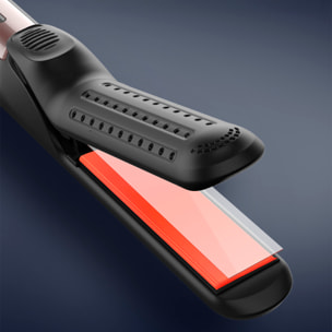 Piastra per capelli 699 con aria fredda e ioni negativi anti-frizz, riscaldamento veloce e 5 livelli di temperatura regolabili da 140°C a 220°C.