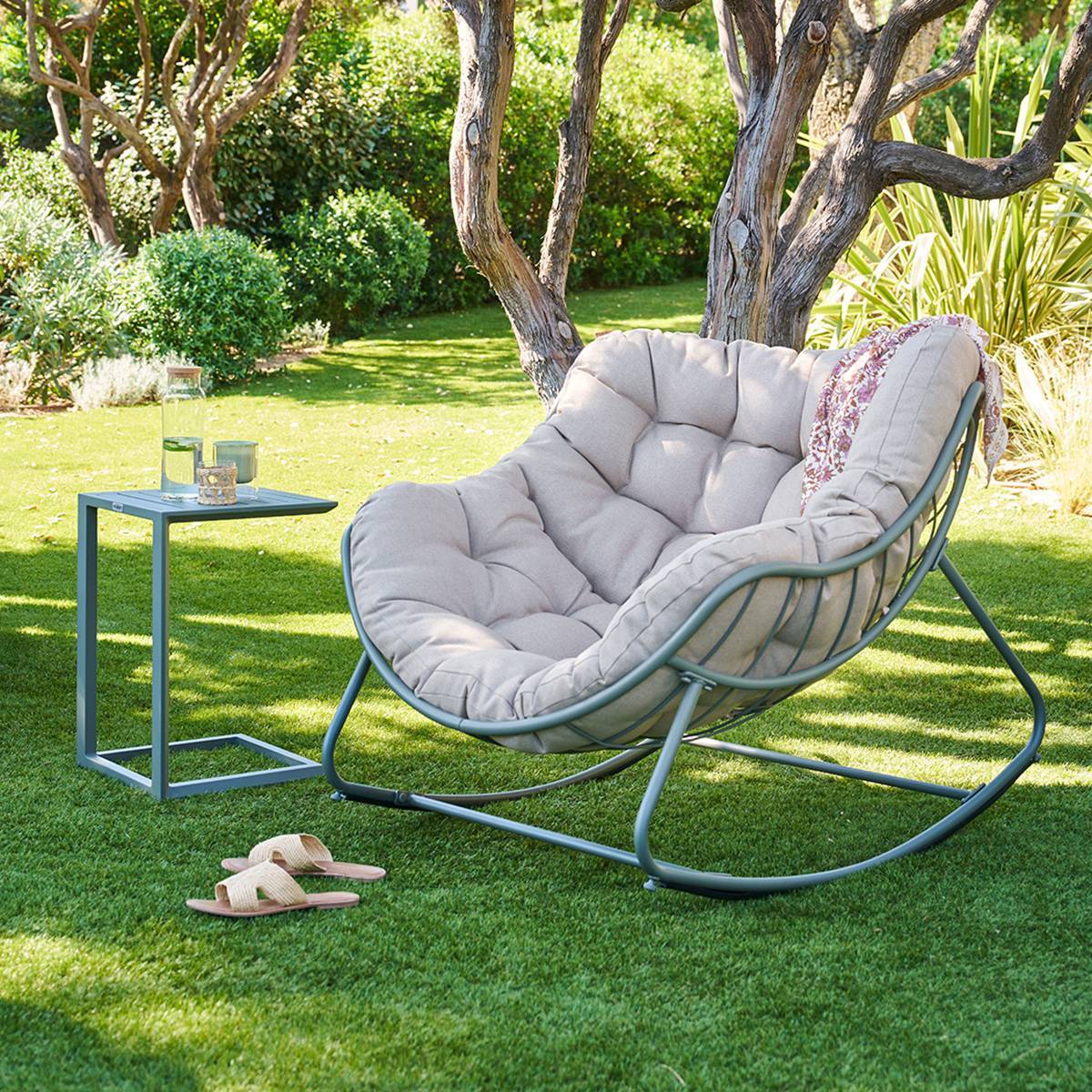 Fauteuil à bascule Paopao vert laurier