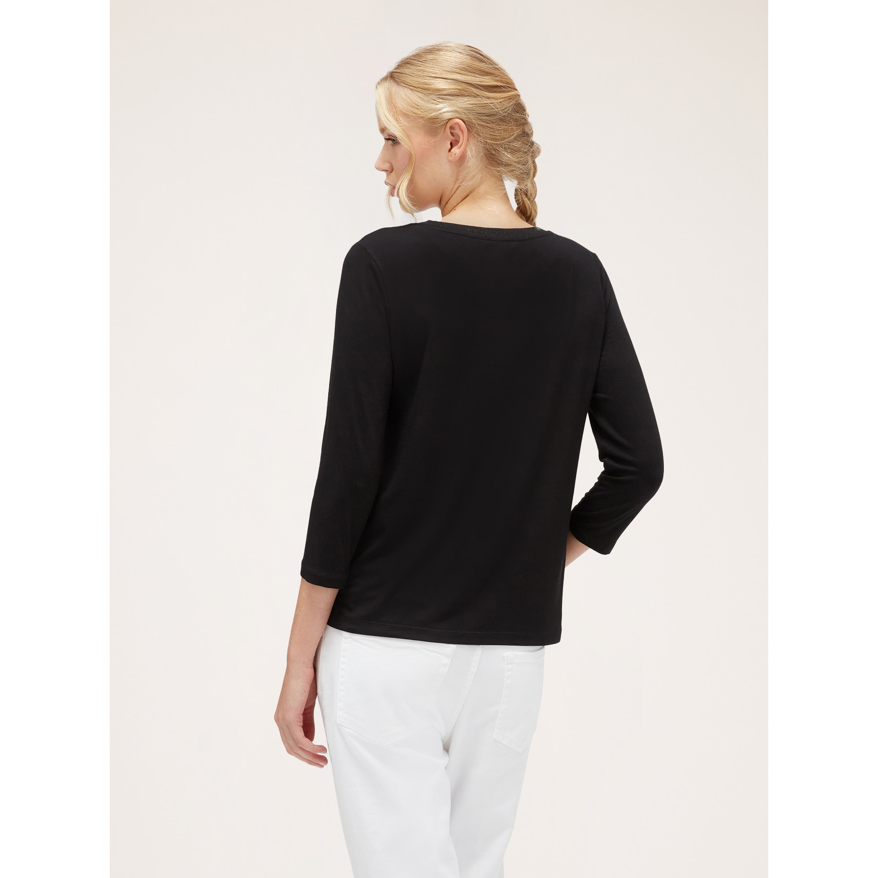 Motivi - Camiseta basic bimaterial - Negro