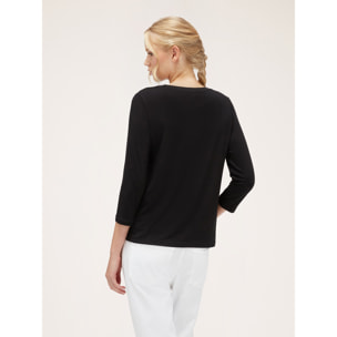 Motivi - Camiseta basic bimaterial - Negro