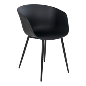 Set 2 sedie da pranzo Roda nera con struttura in metallo nero