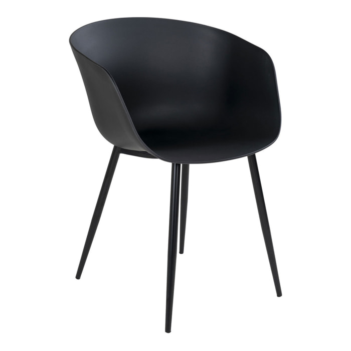 Set 2 sedie da pranzo Roda nera con struttura in metallo nero