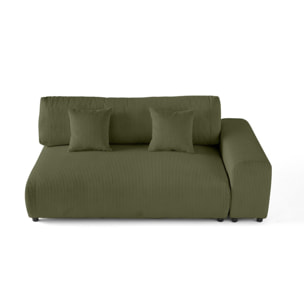 Garance - module d'assise 3 places avec accoudoir droit - en velours côtelé - Vert