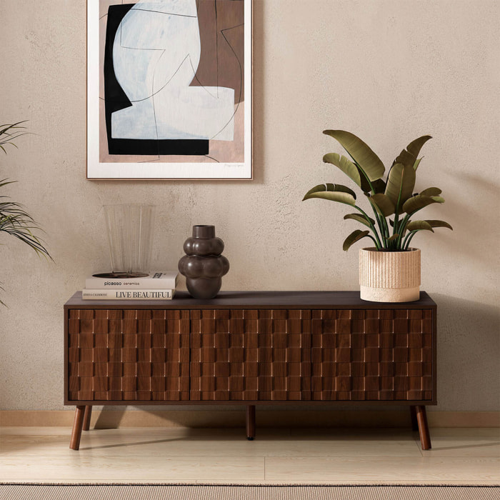 Mueble tv Canadá 3 puertas efecto Nogal