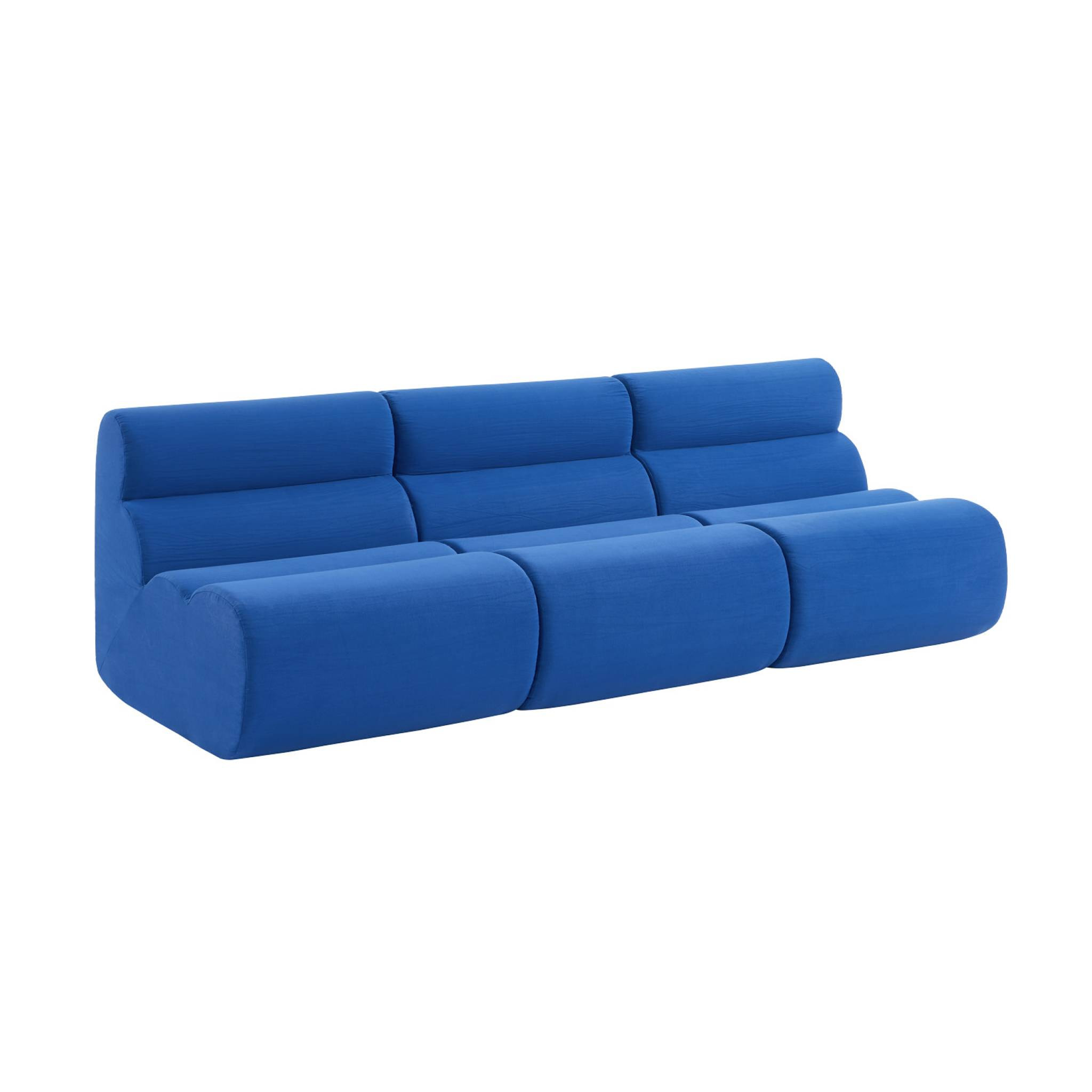 Lot de 3 chauffeuses tissu 1 place bleu électrique - L 81 x P 99 x H 75cm - Nova