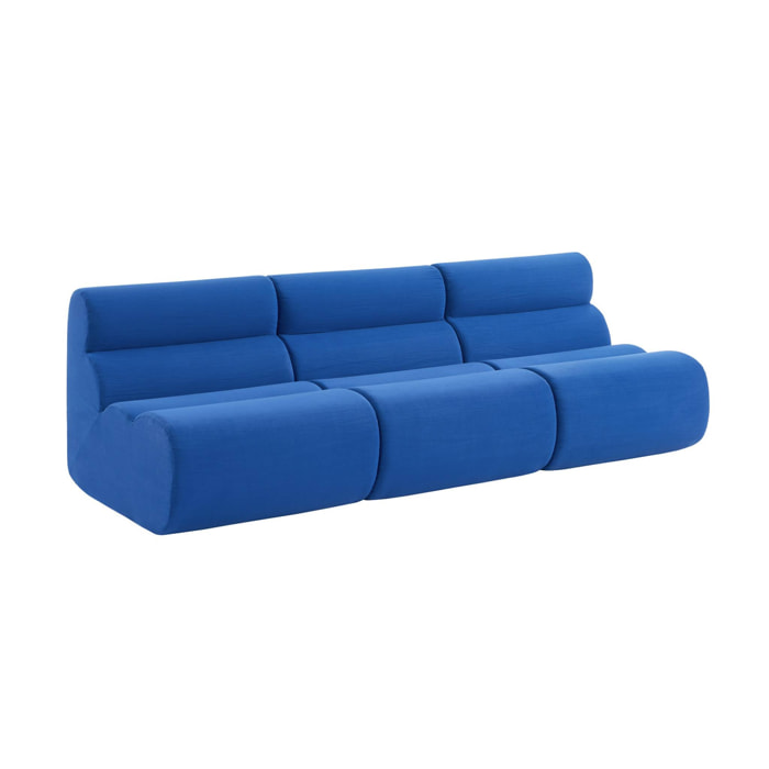 Lot de 3 chauffeuses tissu 1 place bleu électrique - L 81 x P 99 x H 75cm - Nova