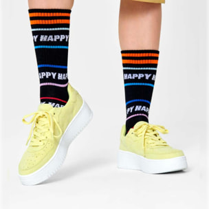 Calcetines happy line thin crew negro