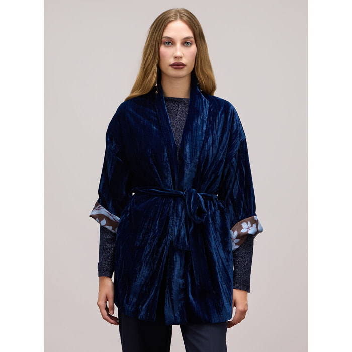 Oltre - Velvet kimono - Azul