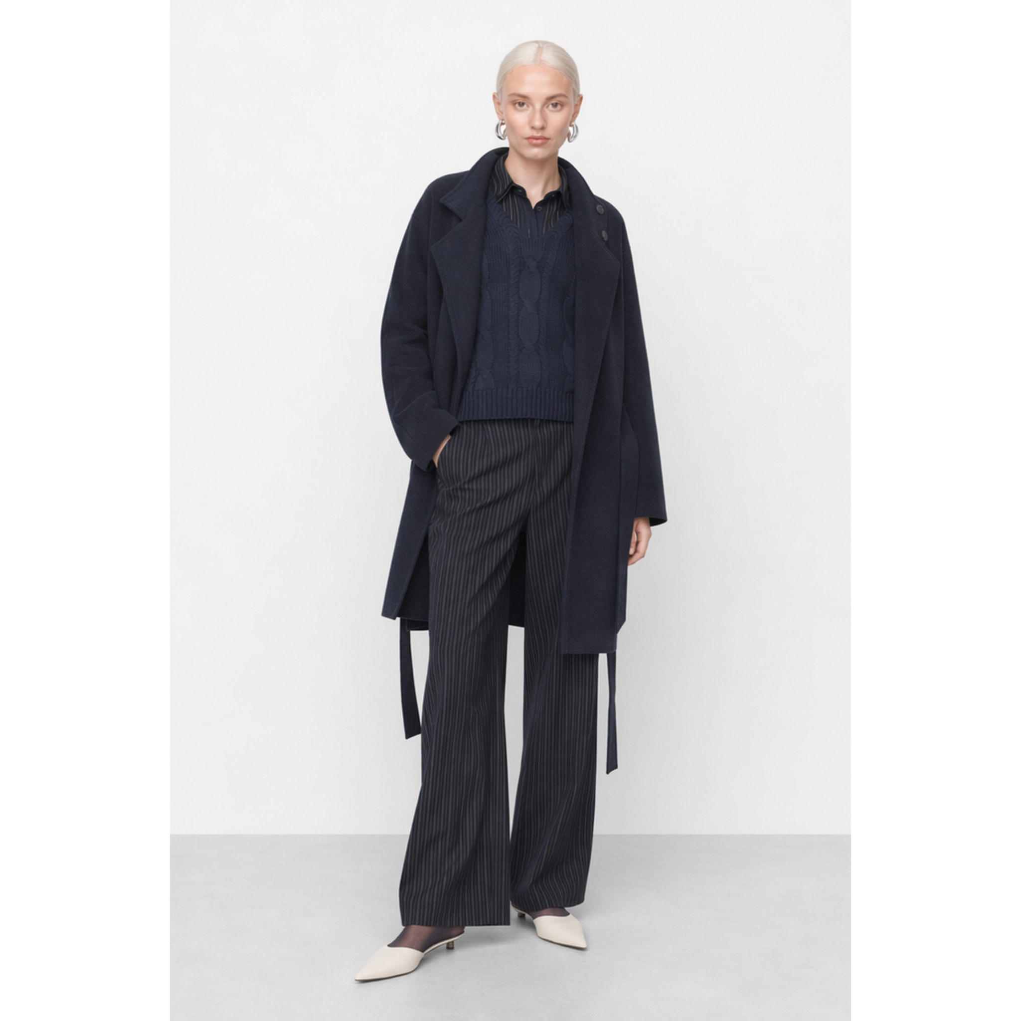 Kocca - Cappotto da donna in lana con collo alto e cintura Donna