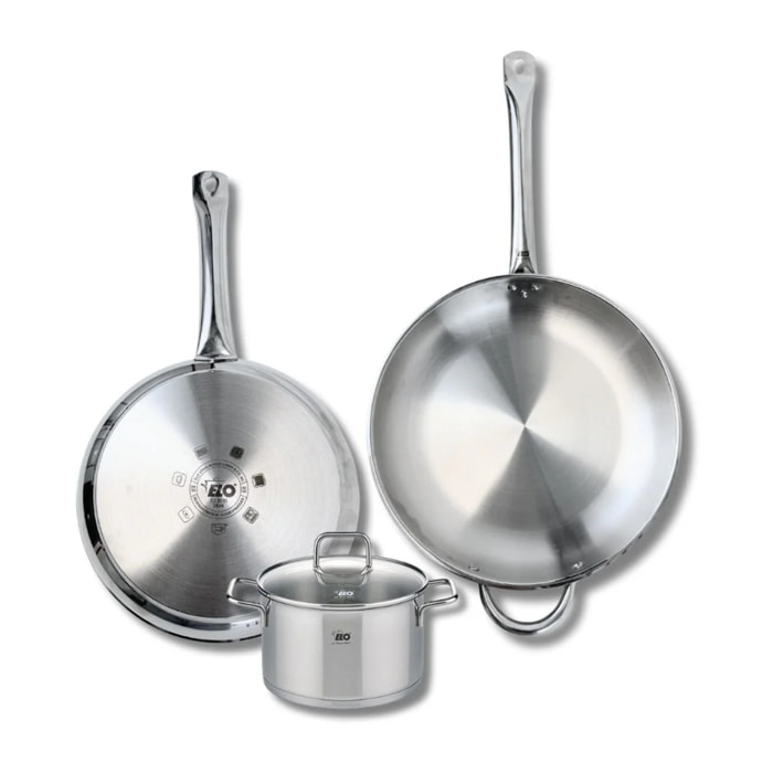 Ensemble de 2 Poêles de cuisson 28 et 32 cm et 1 faitout 16 cm Elo Profi Citrin
